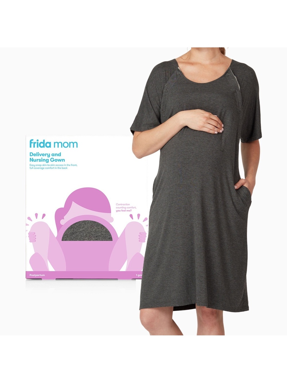 NWOT Frida Mom Delivery and Nursing Gown - One Size